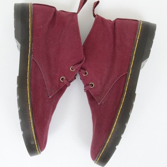 Dr. Martens Men\'s 9 WMNS 10 Mayport Overdyed Twill Canvas Lace Low Boots Oxblood main image 6
